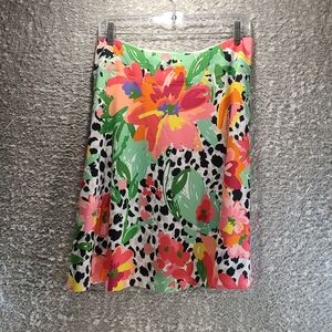 Whimsy Rose Silky Fit & Flare Skirt Pull On Large Floral Colorful Polyester